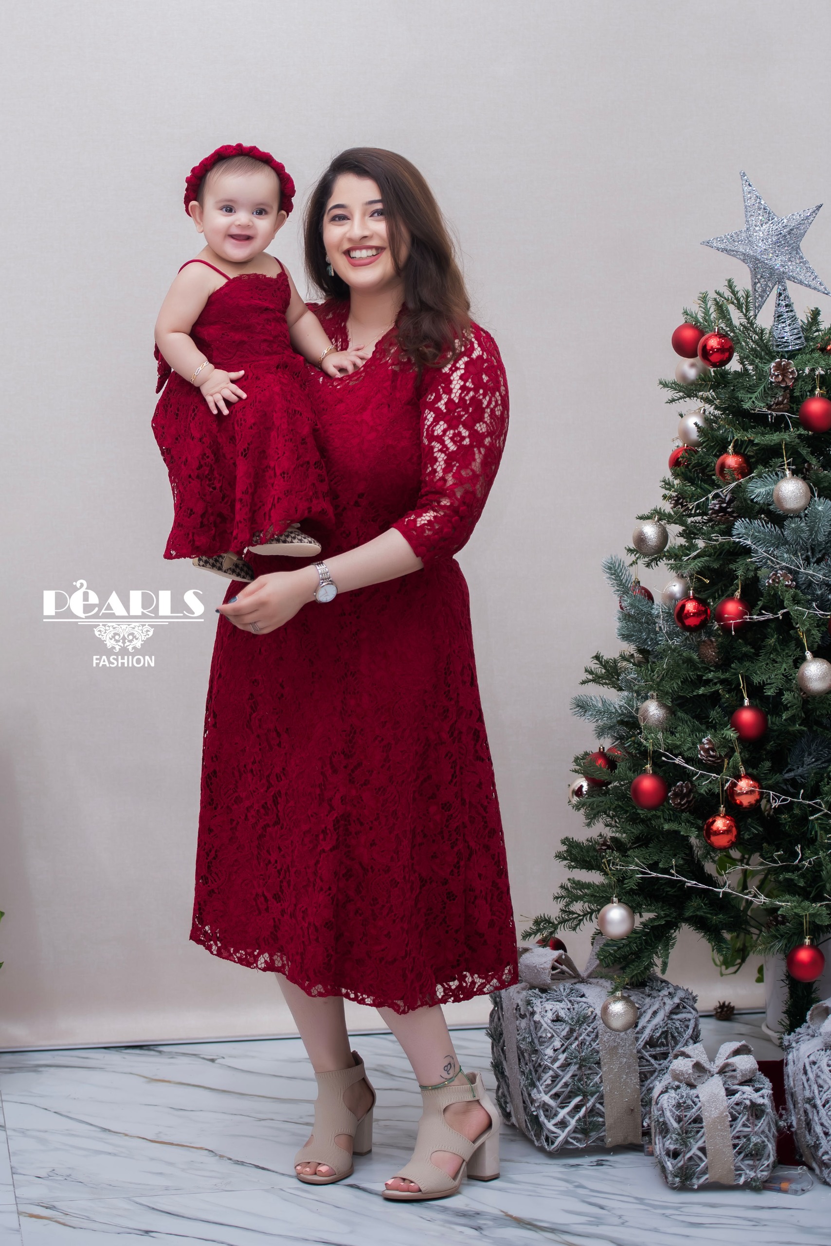 Crimson Velvet Mother and Daughter Lace Collection